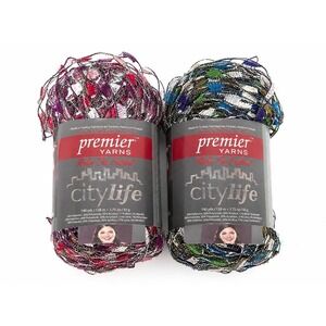 Premier Yarns City Life Novelty Ladder Ribbon Yarn Lot of 2 Hostas & Grenadine